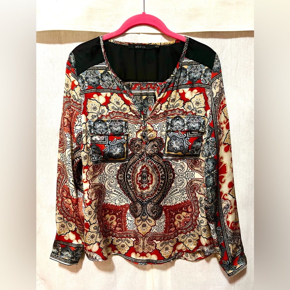 Ark & Co. Long Sleeve Paisley Blouse | Size XS